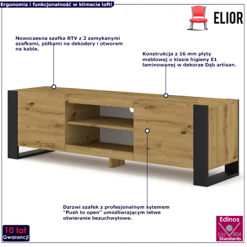 Fotografia Szafka rtv dąb artisan - Lyra 3X z kategorii Regały, szafy, komody