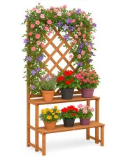 Brązowy kwietnik ogrodowy z kratką - Vintax w sklepie Edinos.pl