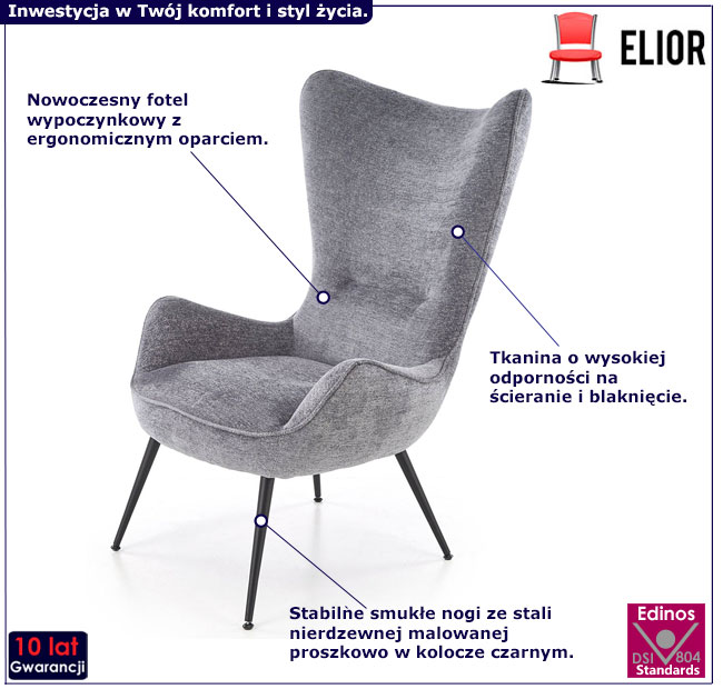 Popielaty fotel Sloe