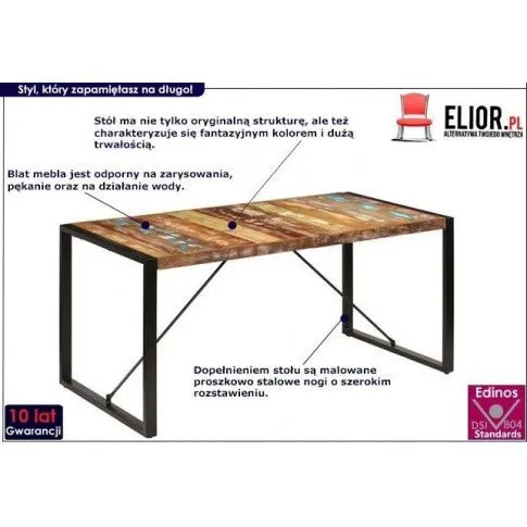 Wielokolorowy stół industrialny Veriz 3X infografika