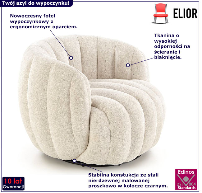 kremowy fotel wypoczynkowy Ohra