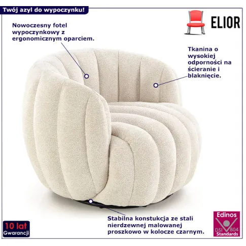 Fotel wypoczynkowy kremowy Globra