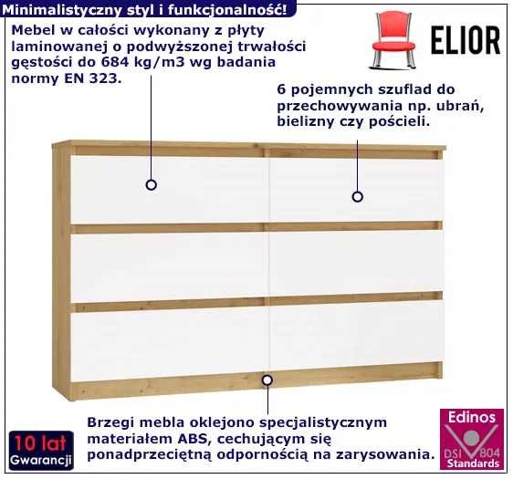 Komoda do salonu dąb artisan Berta 120 cm