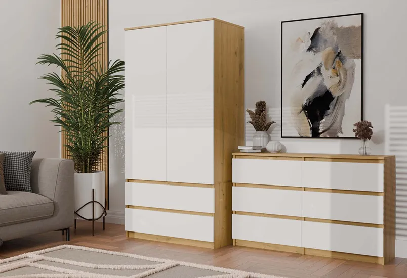 Szeroka komoda do sypialni dąb artisan Berta