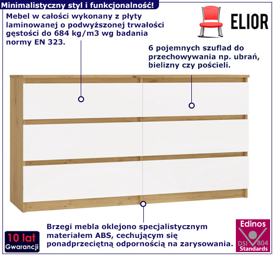 Biała ckomoda do salonu, sypialni Marea