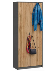 Dwudrzwiowa szafa z półkami antracyt + dąb wotan - Exorta w sklepie Edinos.pl