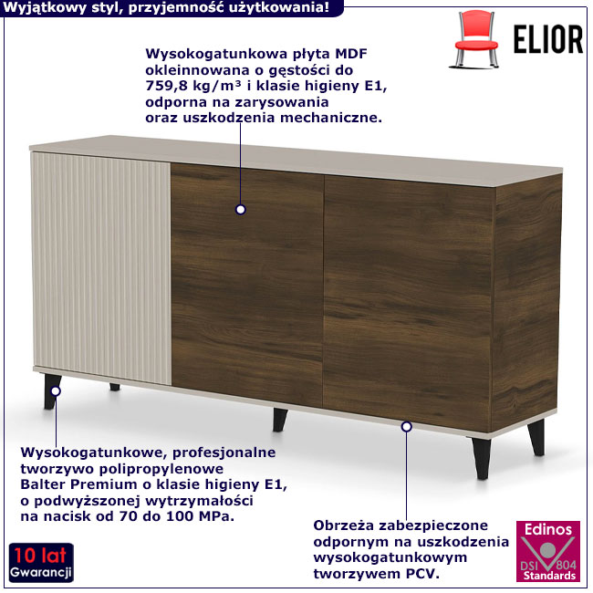 Komoda do salonu Frezi 6X kaszmir w stylu Japandi