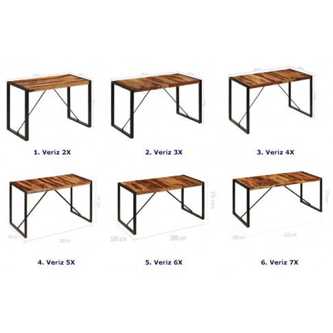 Szczegółowe zdjęcie nr 4 produktu Brązowy stół z drewna sheesham 70x140 – Veriz 3X