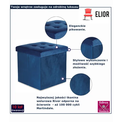 Pikowane niebieskie łóżko Wenito