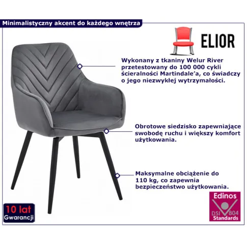 infografika szarego krzesłado jadalni Ebon