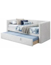 Podwójne łóżko kremowe z wysuwanym stelażem - Tafos w sklepie Edinos.pl