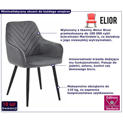 szare stylowe krzesło Burdino