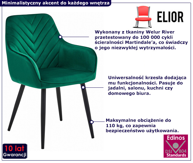 stylowe krzesło welurowe zielone Burdinio