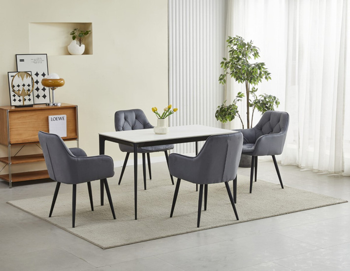 Nowoczesne krzesło welurowe szare noir