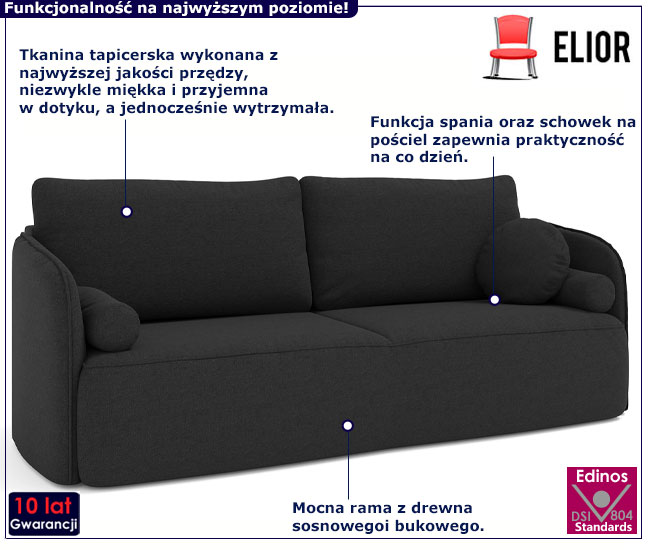 Rozkładana sofa Paresi 3X czarny