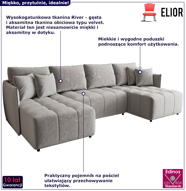 Rozkładana sofa Mesa jasnoszary