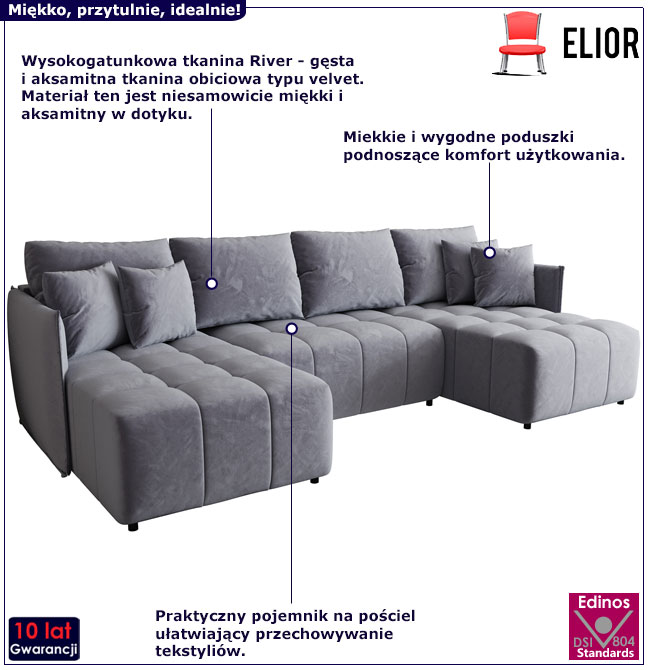 Rozkładana sofa Legroc błekitny