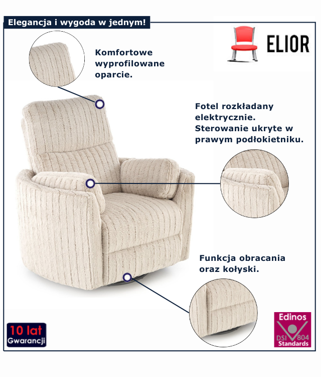 Fotel wypoczynkowy beżowy Grover