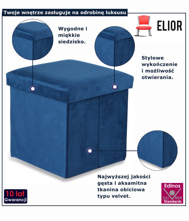 granatowa pufa ze schowkiem Teni 3X