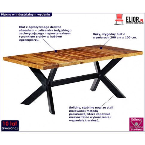 Zdjęcie industrialny stół drewniany Valor 3V - sklep Edinos.pl