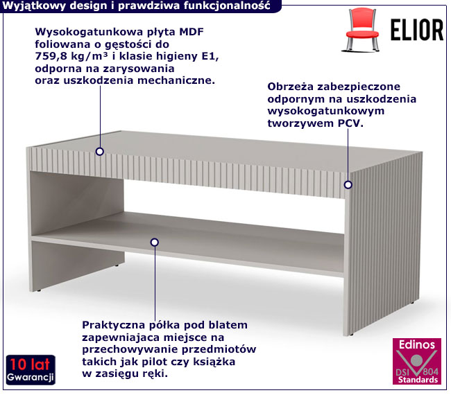 Nowoczesna prostokątna ława Nomix 3X kaszmir
