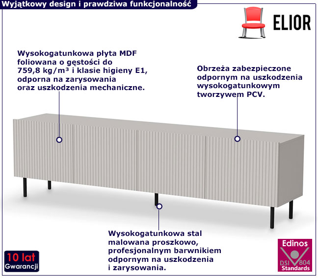 Kaszmirowa ryflowana szafka pod TV Nomix 7X