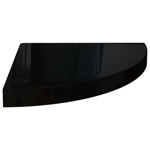 Fotografia vidaXL Narożna półka ścienna, wysoki połysk, czarna, 35x35x3,8 cm, MDF z kategorii Meble do przechowywania