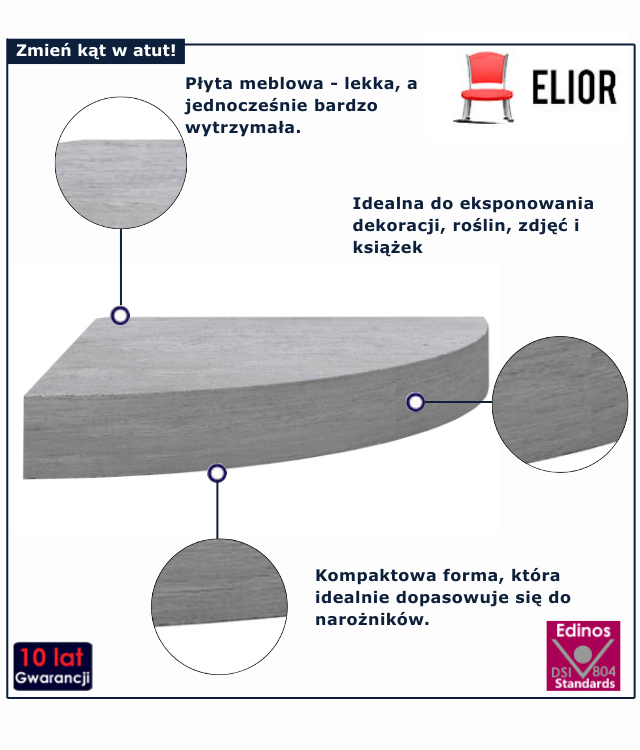 infografika szarosc betonu półki narożnej Fole