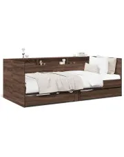 Łóżko dzienne z szufladami brązowy dąb 90x200 cm - Lenomi w sklepie Edinos.pl