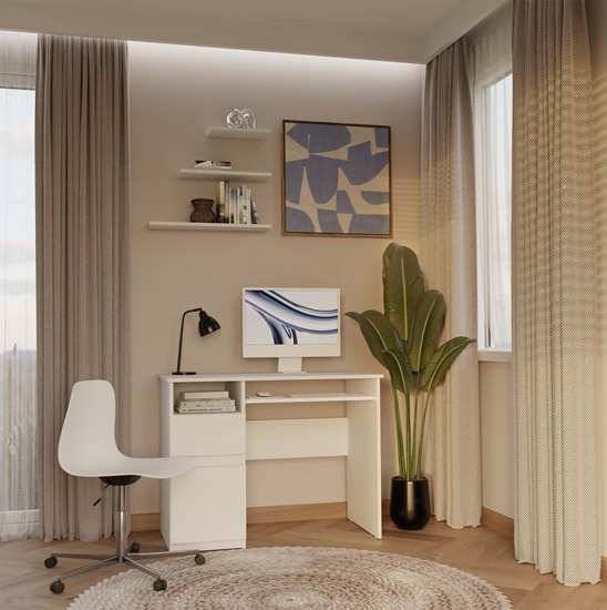 wizualizacja białego biurka Opes 4X