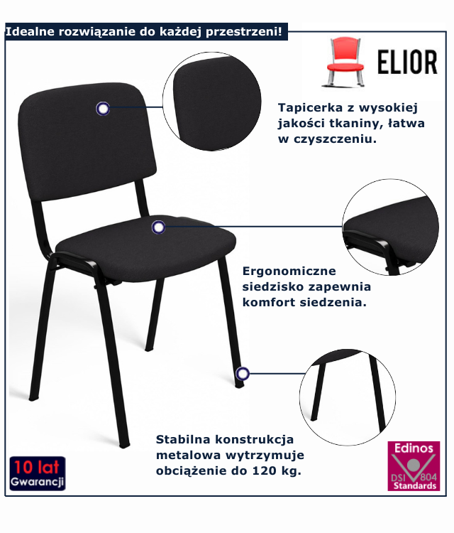 czarne krzesło konferencyjna Roniv