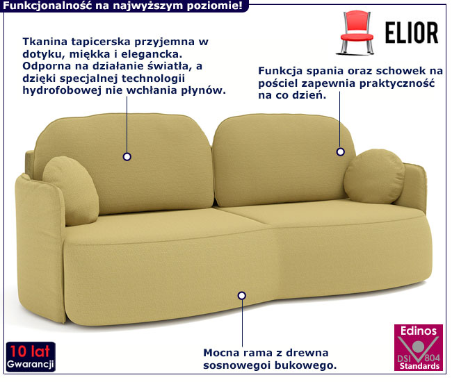 Rozkładana sofa Mesa 4X musztardowy