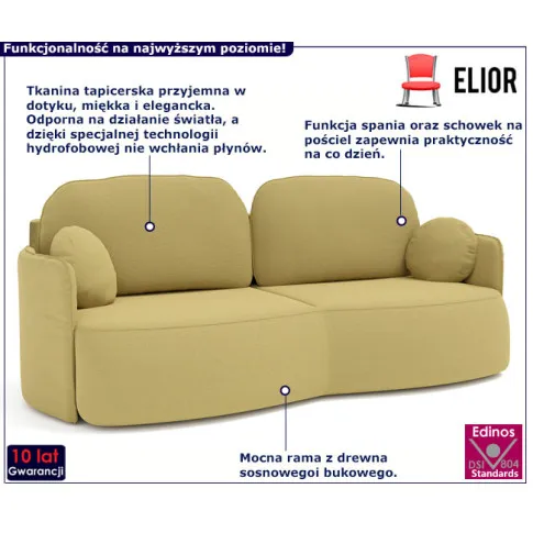 Elegancka Kanapa Legroc 4X musztardowy