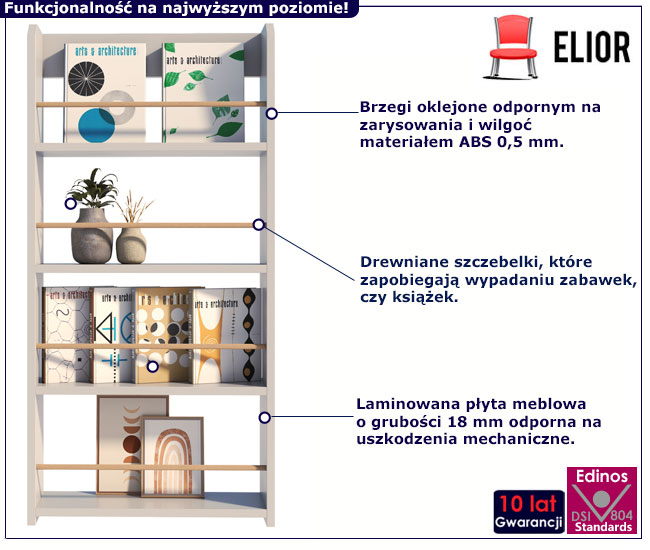 Biały regał na książki Casima
