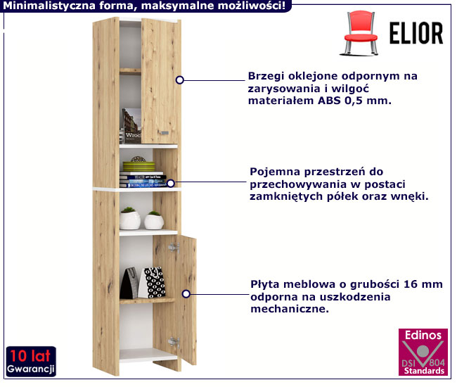Regał łazienkowy Zimos dąb artisan+biały