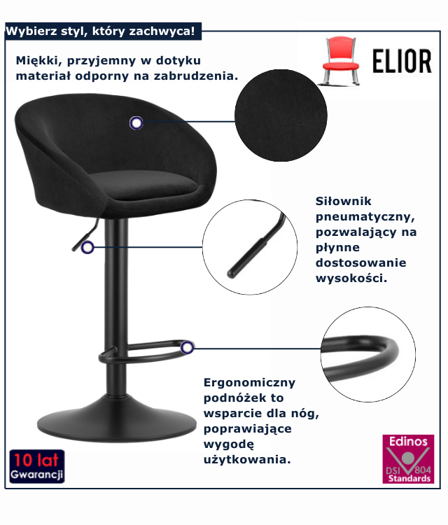 czarny hoker barowy Soxi