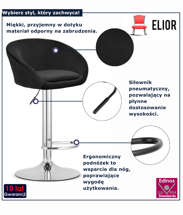 czarny nowoczesny hoker Mona 4X