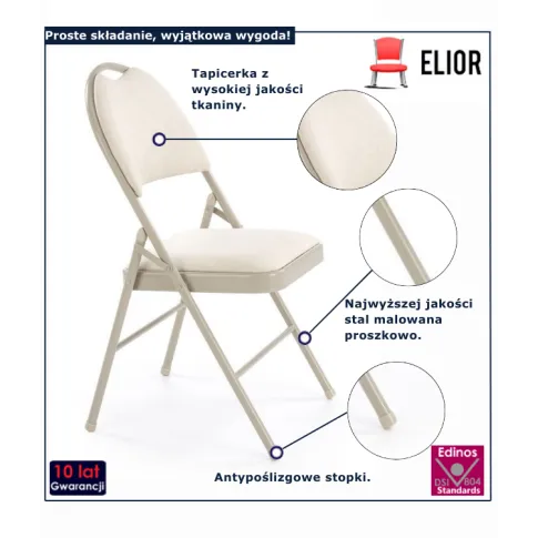 Krzesło składane beżowe Rutt 3X