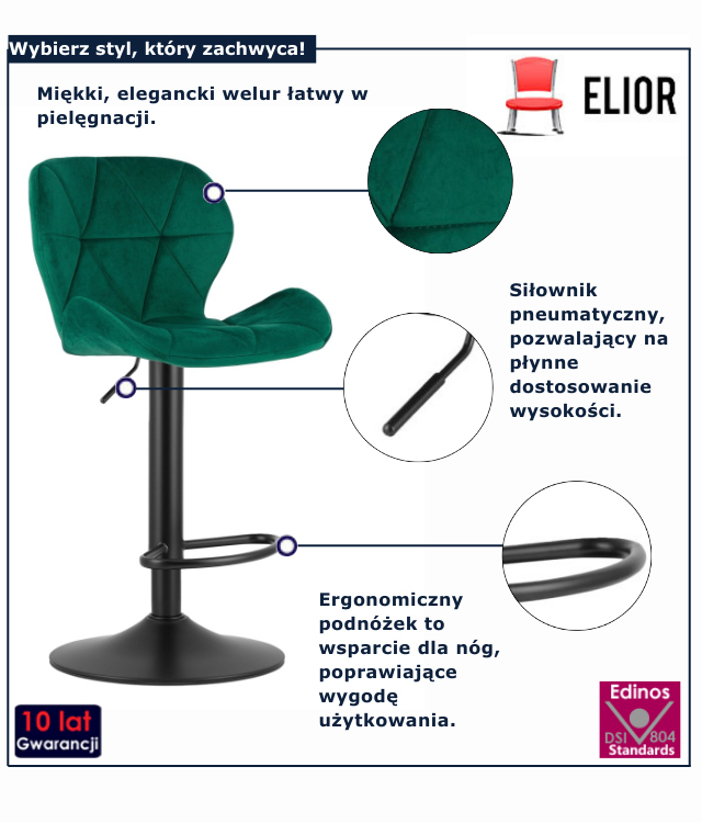 nowoczesny hoker zielony Bergan 3X
