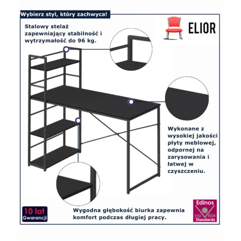 Czarne biurko do nauki Olisso 3X