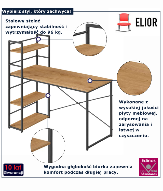 dabowe biurko do pracy Imra 