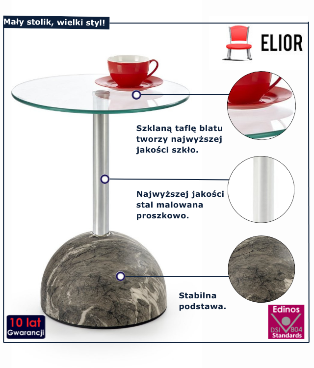 Nowoczesny stolik kawowy  na nodze Lisa