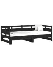 Czarne drewniane rozsuwane łóżko 2x (80x200) cm - Darma 3X w sklepie Edinos.pl