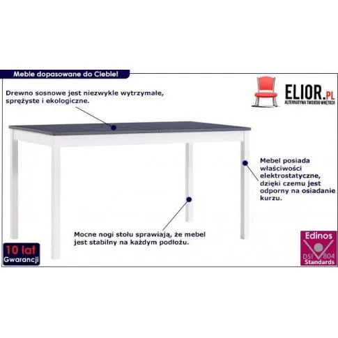 Fotografia Biało-szary stół sosnowy – Jedris 2X z kategorii Stoły