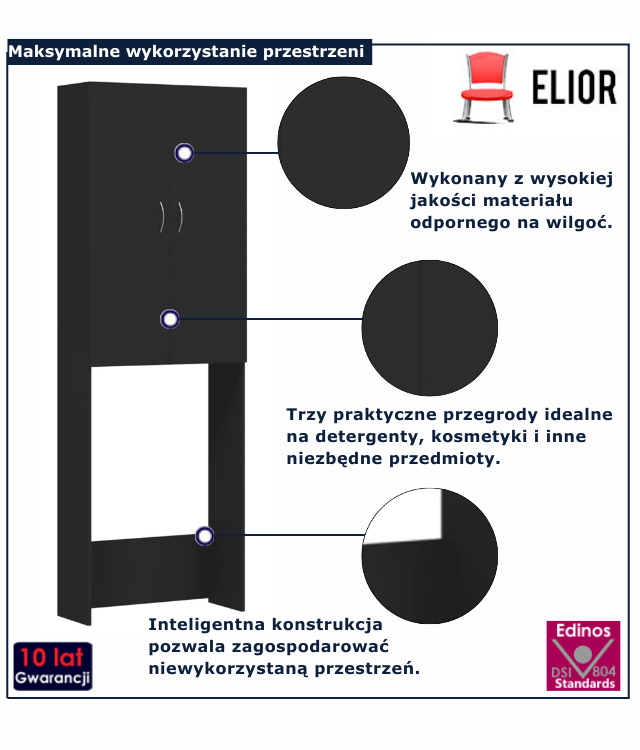 szafka na pralkę czarna Harol