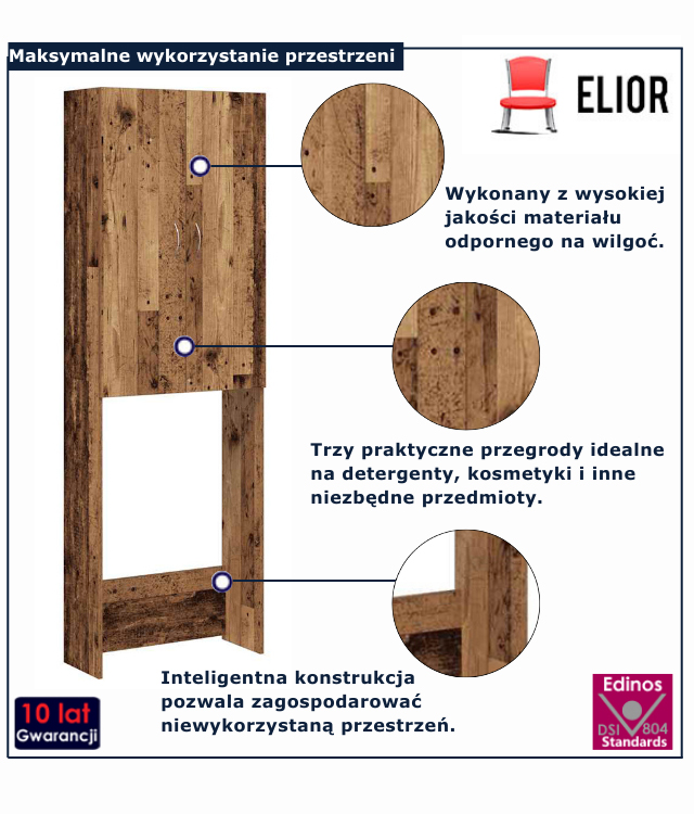 infografika brazowej szafki łazienkowej Harol