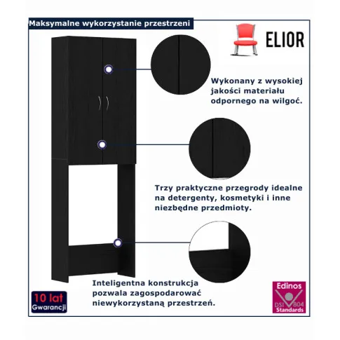 nowoczesna czarna szafka nad toalete Asod