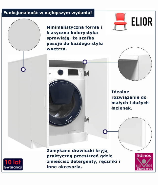 wizualizacja bialej szafki na pralke