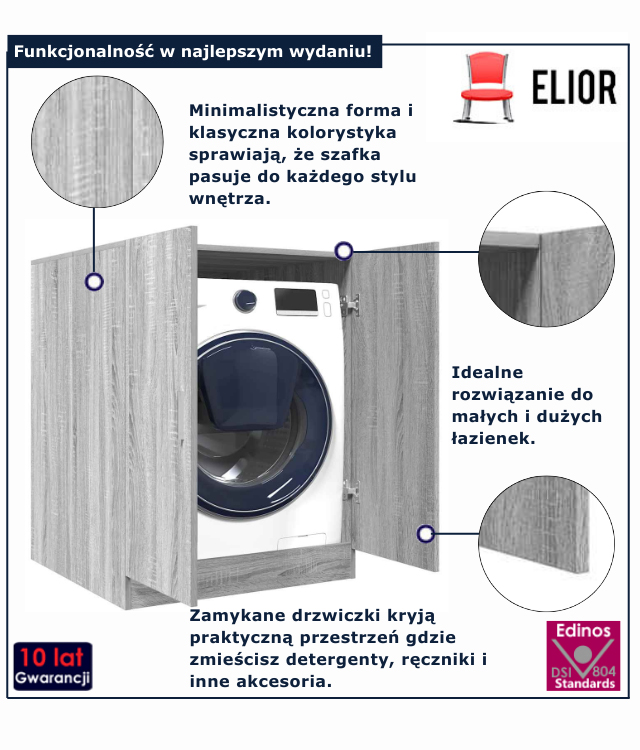 wizualizacja szarej szafki na pralke