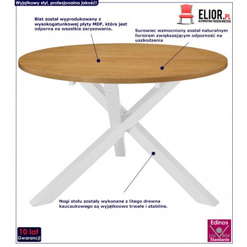 Szczegółowe zdjęcie nr 4 produktu Okrągły stół ze skośnymi nogami Emis – brązowy